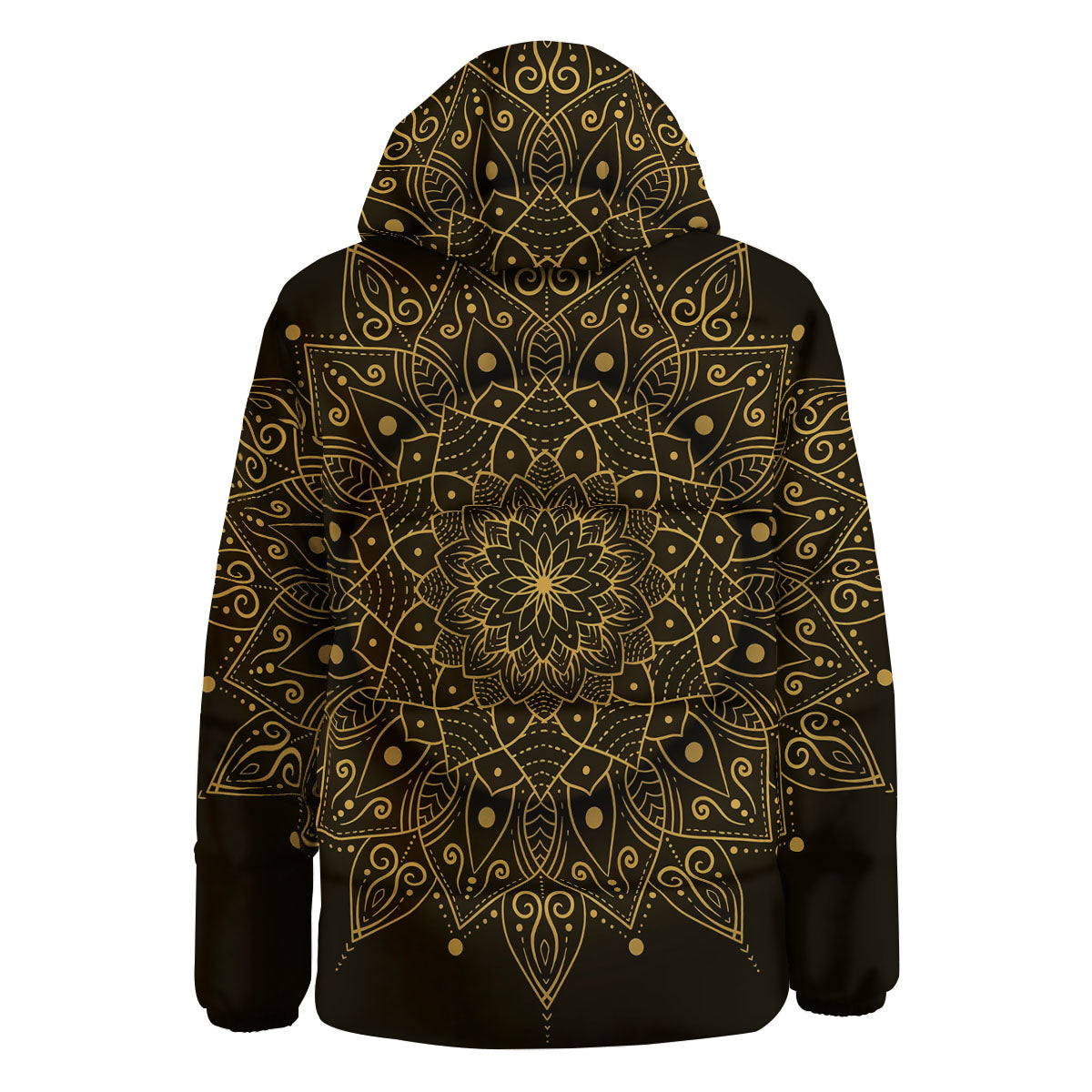 Mandala Gold And Black Print Down Jacket-grizzshop