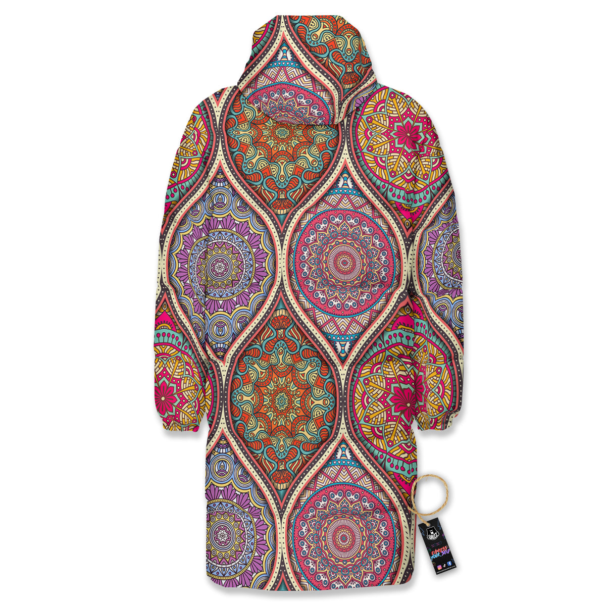 Mandala Indian Vintage Print Pattern Long Down Jacket-grizzshop
