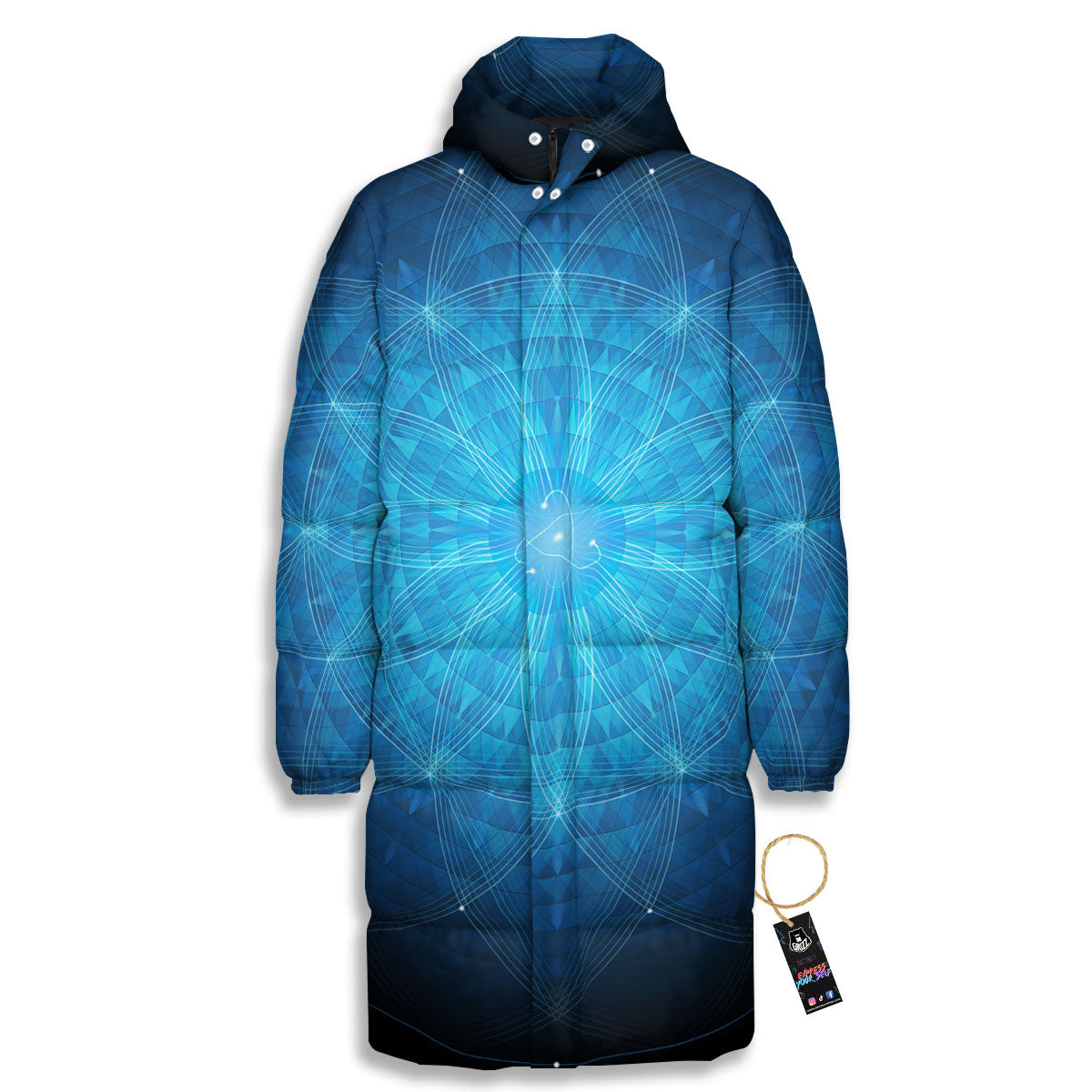 Mandala Light Print Long Down Jacket-grizzshop
