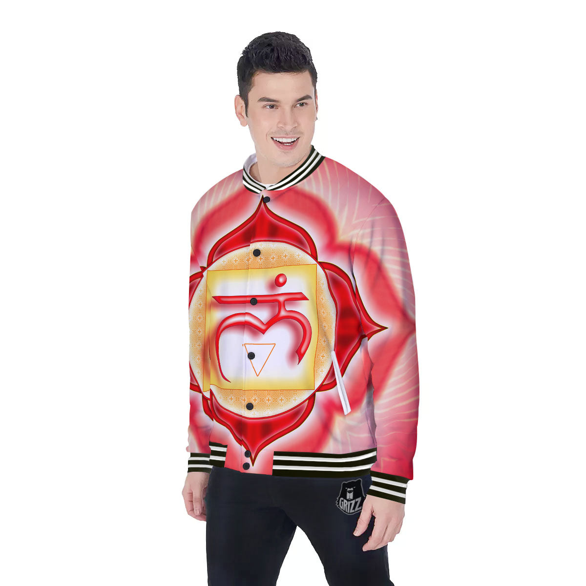 Mandala Muladhara Chakra Print Baseball Jacket-grizzshop
