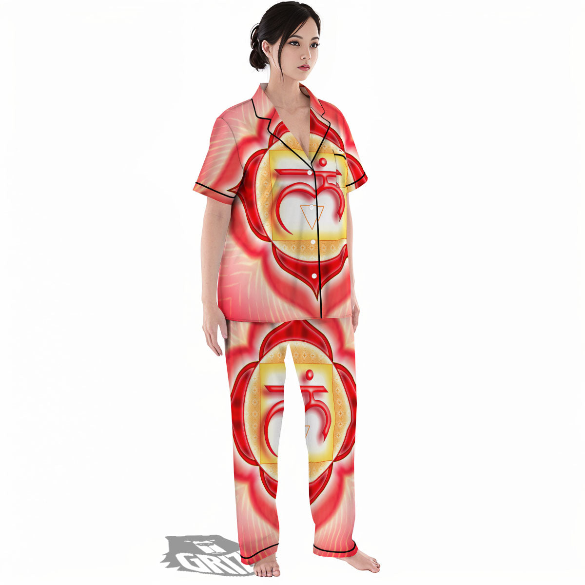 Mandala Muladhara Chakra Print Women's Pajamas Set-grizzshop