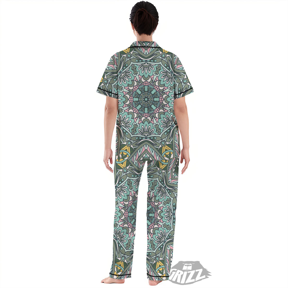 Mandala Ornament Pastel Print Women's Pajamas Set-grizzshop