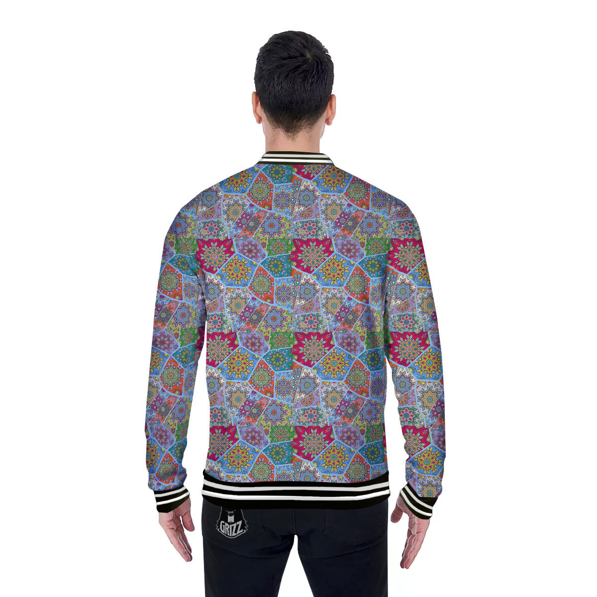 Mandala Patchwork Bohemian Indian Print Baseball Jacket-grizzshop