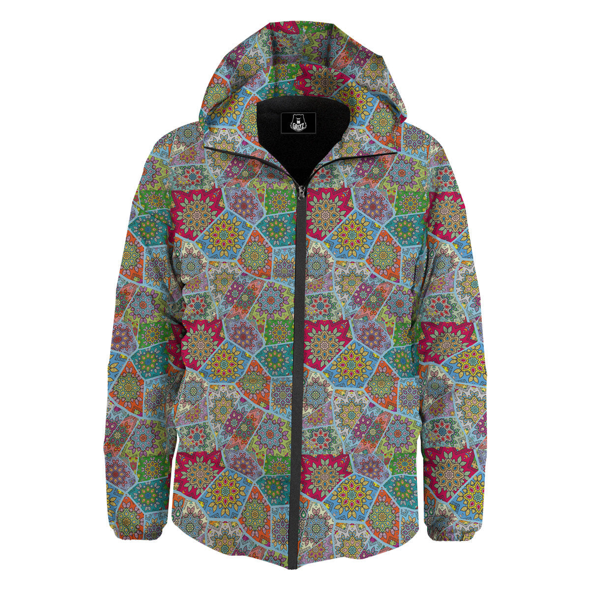 Mandala Patchwork Bohemian Indian Print Down Jacket-grizzshop