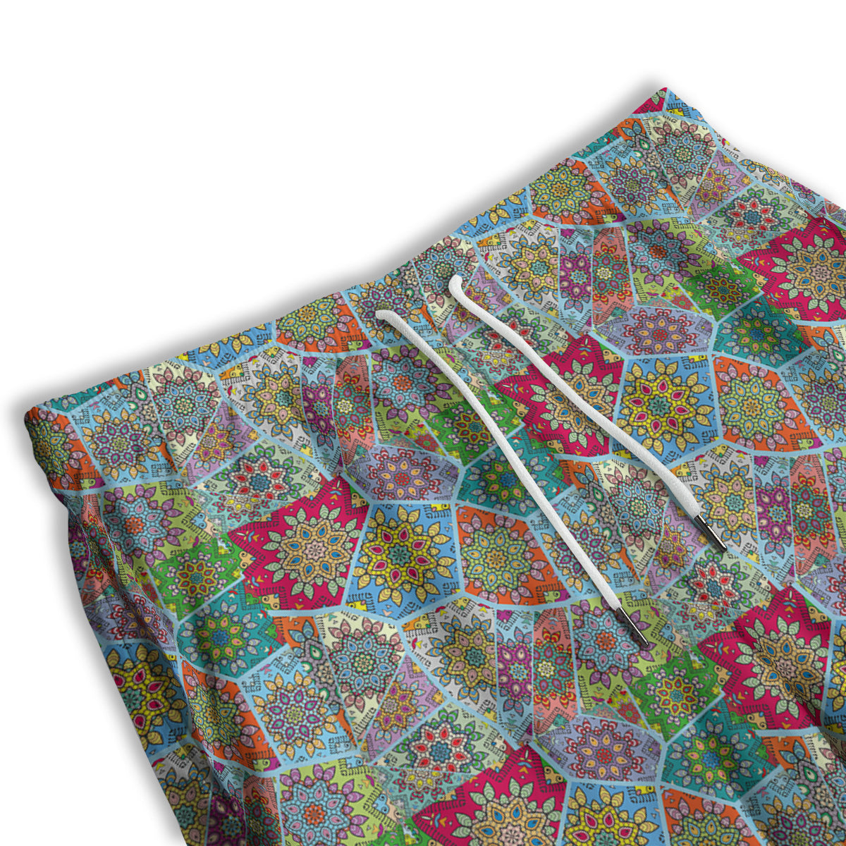 Mandala Patchwork Bohemian Indian Print Men's Athletic Shorts