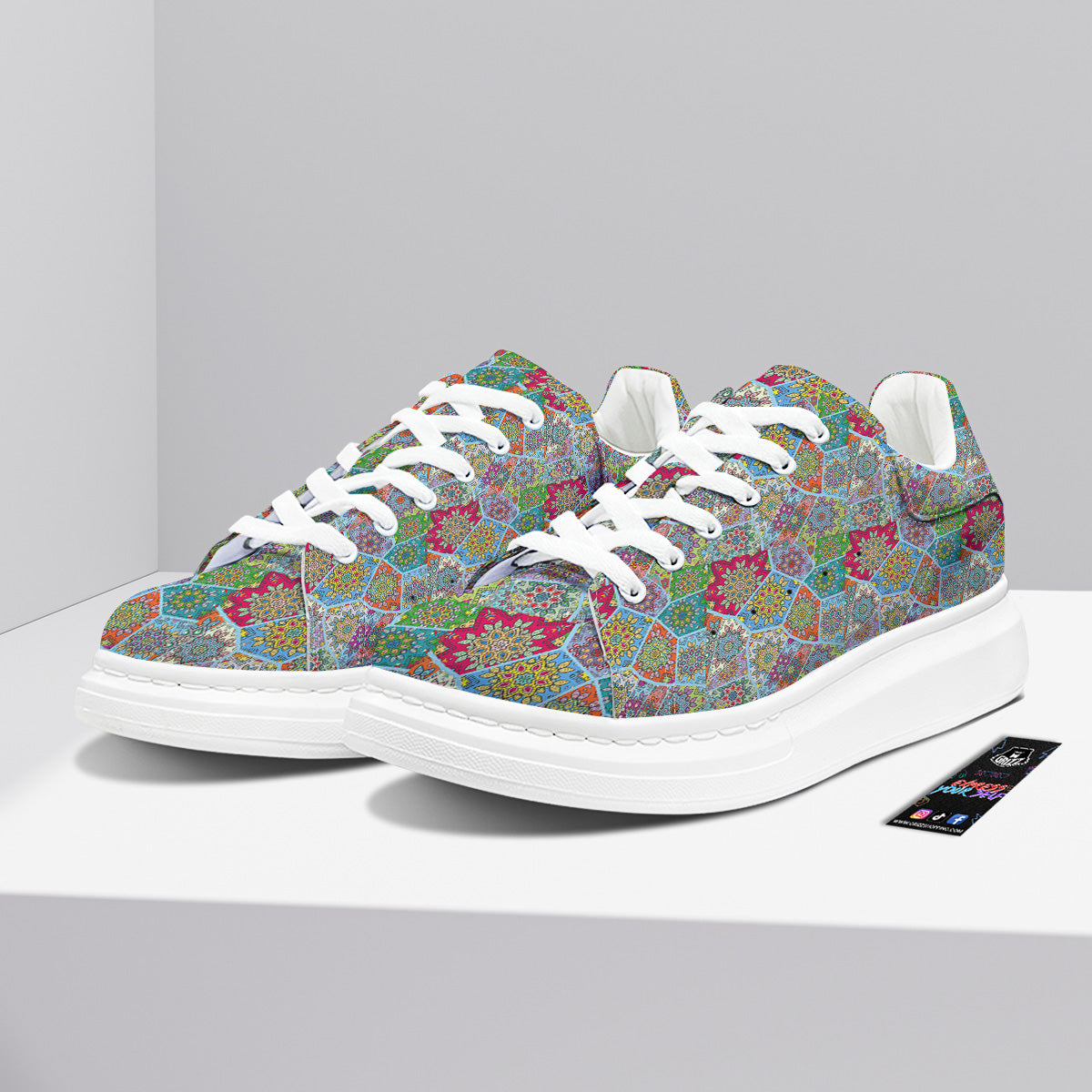 Mandala Patchwork Bohemian Indian Print Platform Shoes-grizzshop