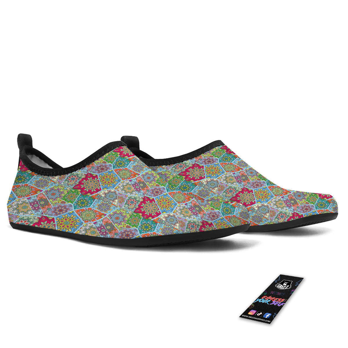 Mandala Patchwork Bohemian Indian Print Water Shoes-grizzshop