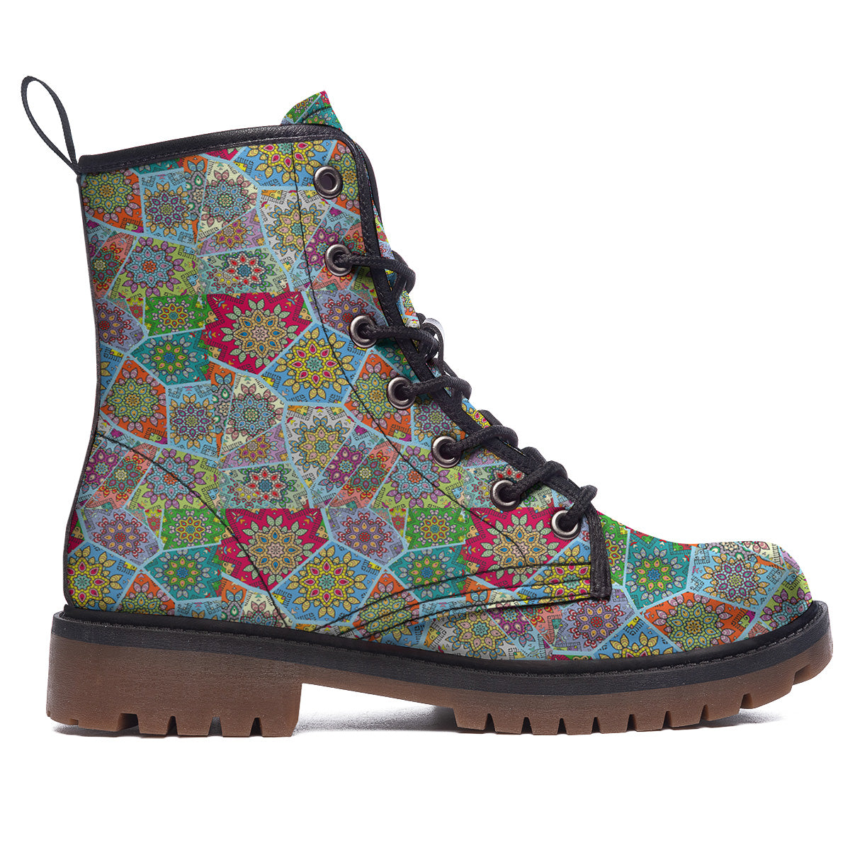 Mandala Patchwork Bohemian Indian Print Work Boots-grizzshop