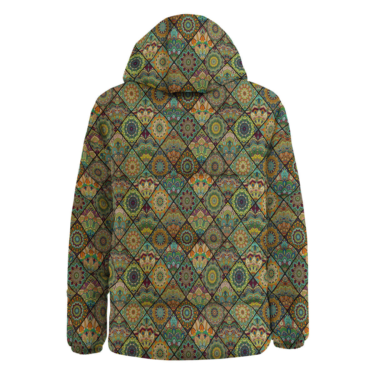 Mandala Patchwork Oval Bohemian Print Pattern Down Jacket-grizzshop