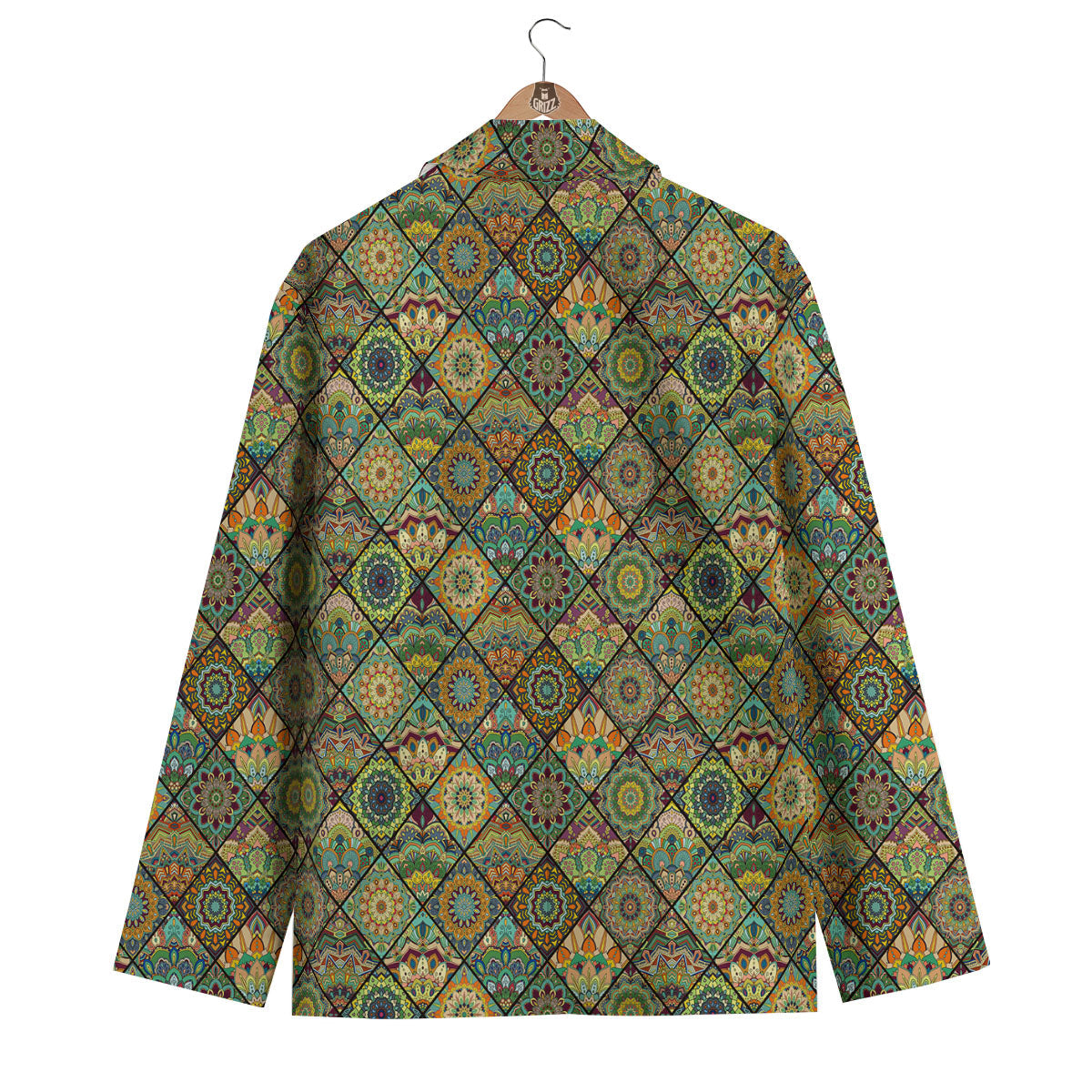 Mandala Patchwork Oval Bohemian Print Pattern Men's Blazer-grizzshop