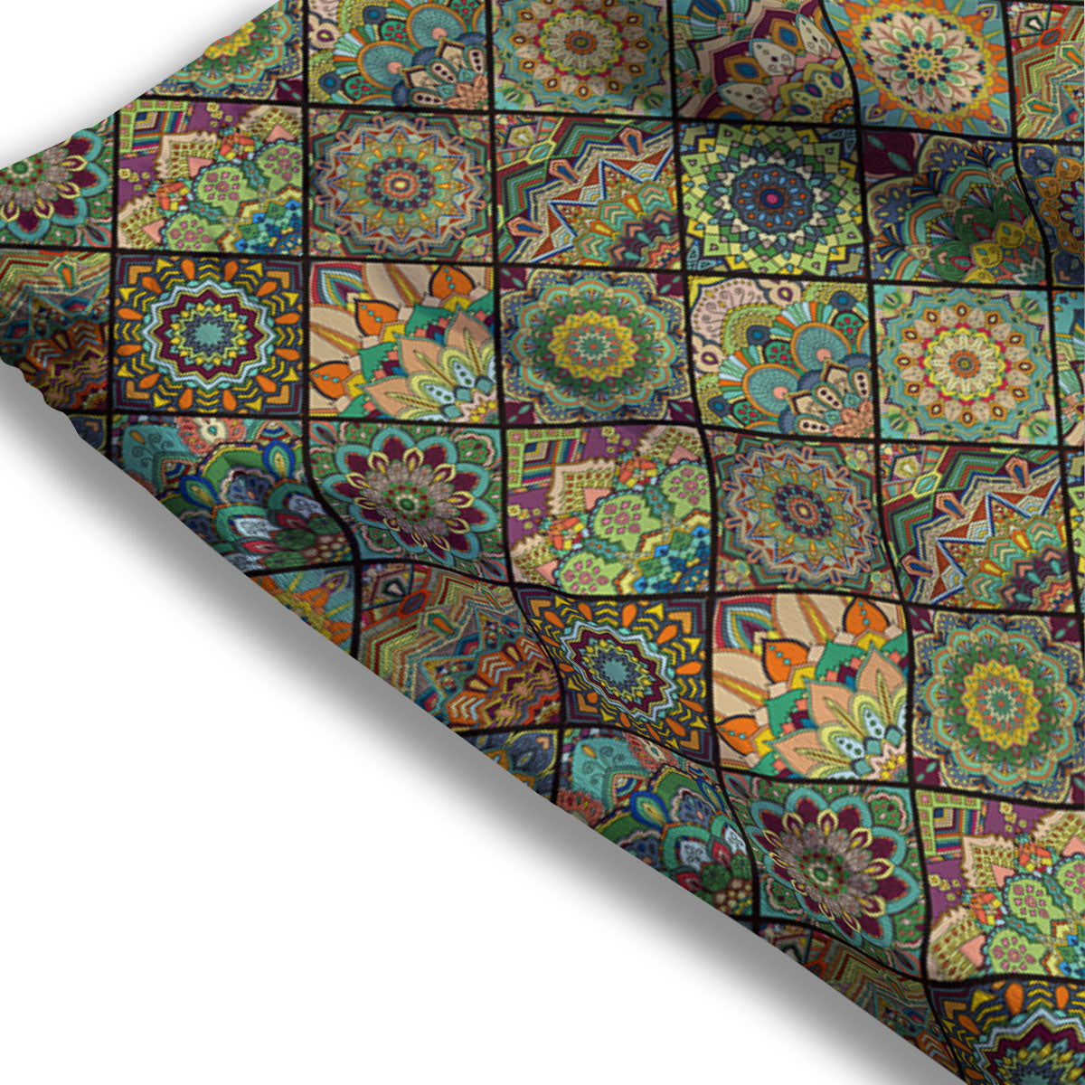 Mandala Patchwork Oval Bohemian Print Pattern Mesh Shorts