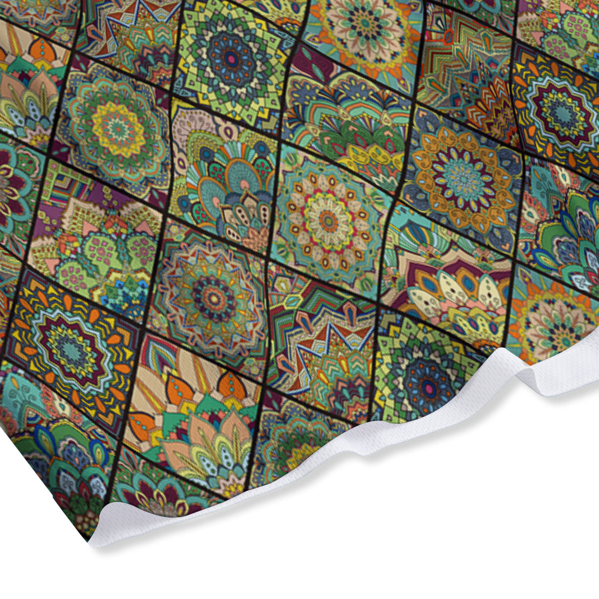 Mandala Patchwork Oval Bohemian Print Pattern Mesh Shorts