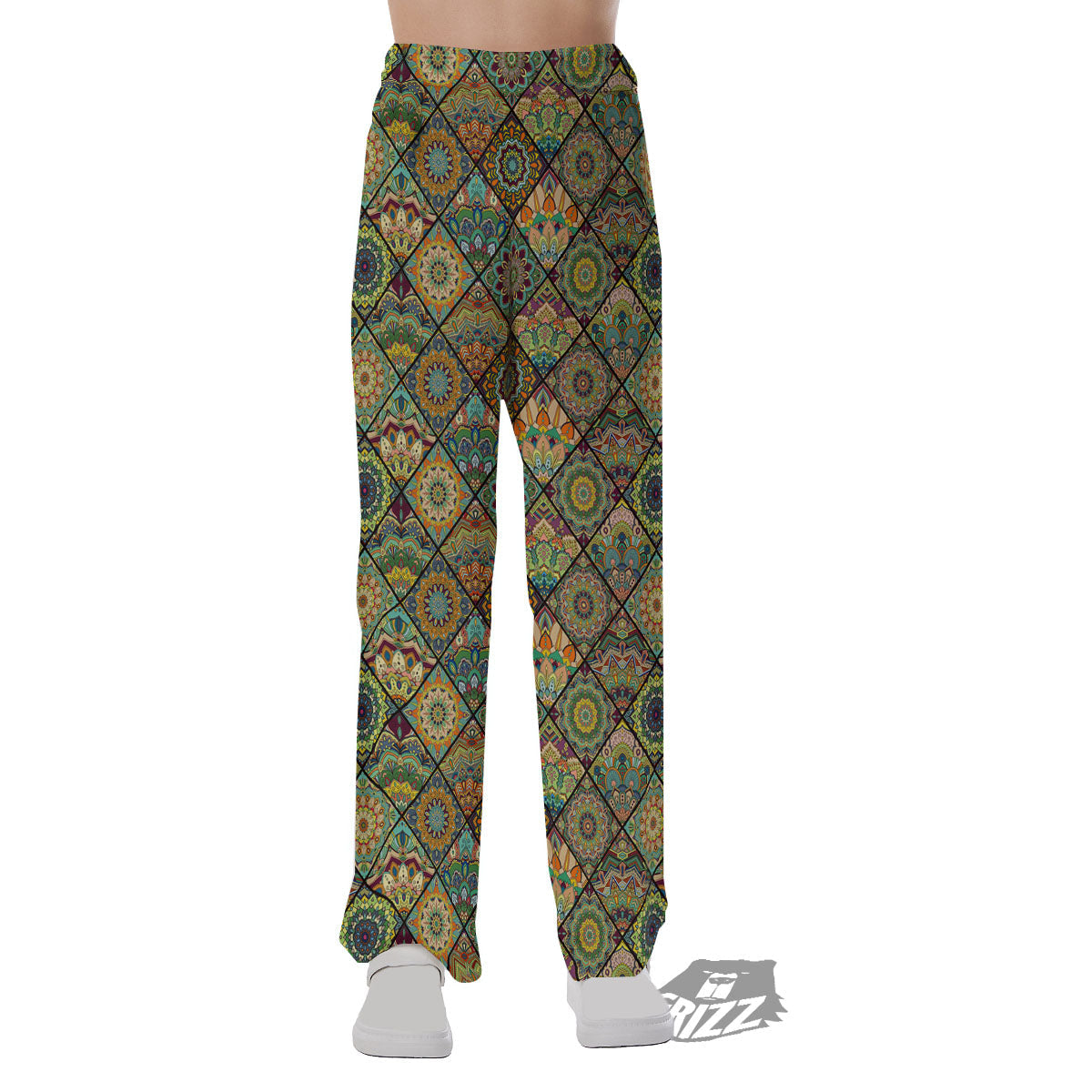 Mandala Patchwork Square Bohemian Print Pattern Muay Thai Boxing Shorts