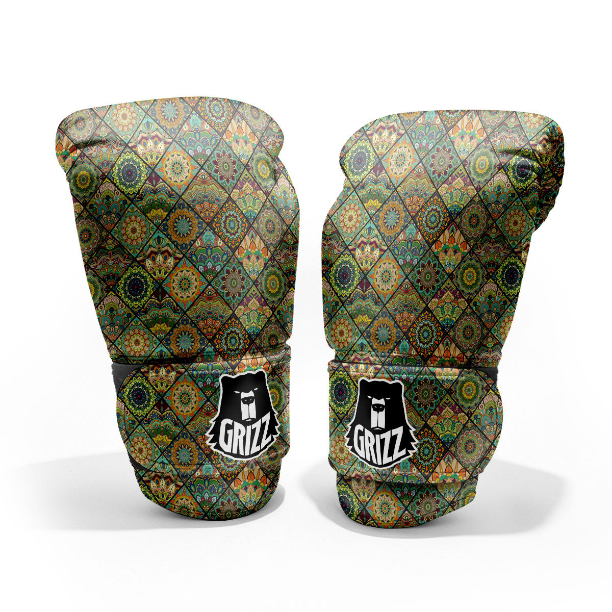 Mandala Patchwork Oval Bohemian Print Pattern Pro Boxing Glove