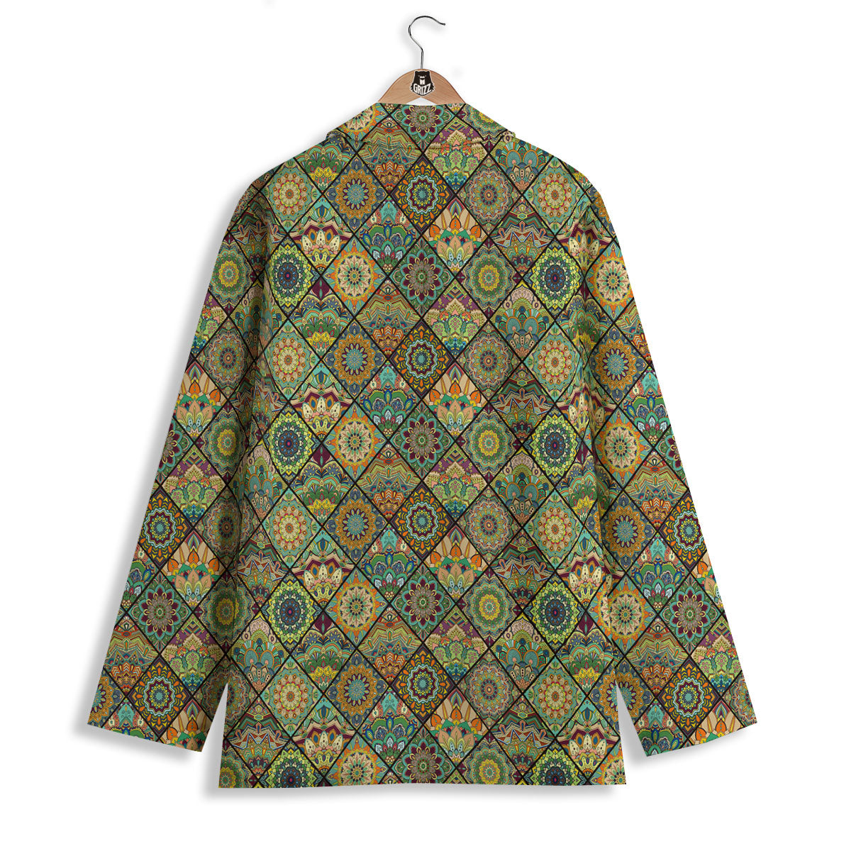 Mandala Patchwork Oval Bohemian Print Pattern Women's Blazer-grizzshop