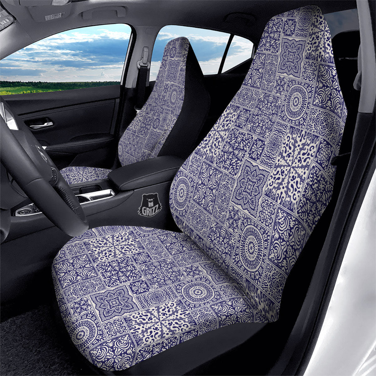 Mandala Patchwork Square Bohemian Print Pattern Car Seat Covers-grizzshop