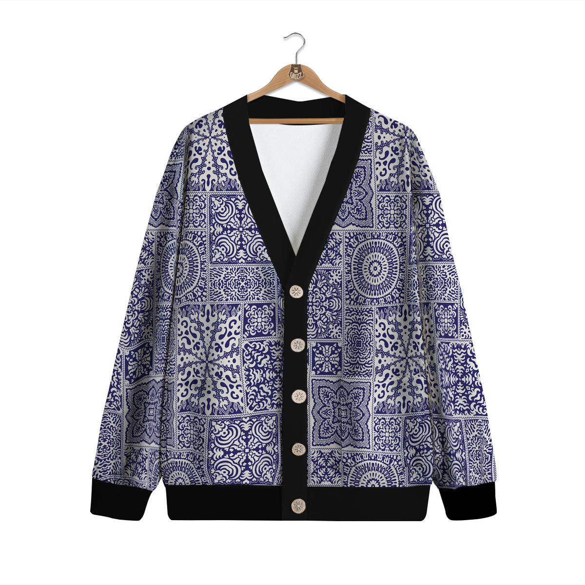 Mandala Patchwork Square Bohemian Print Pattern Cardigan-grizzshop