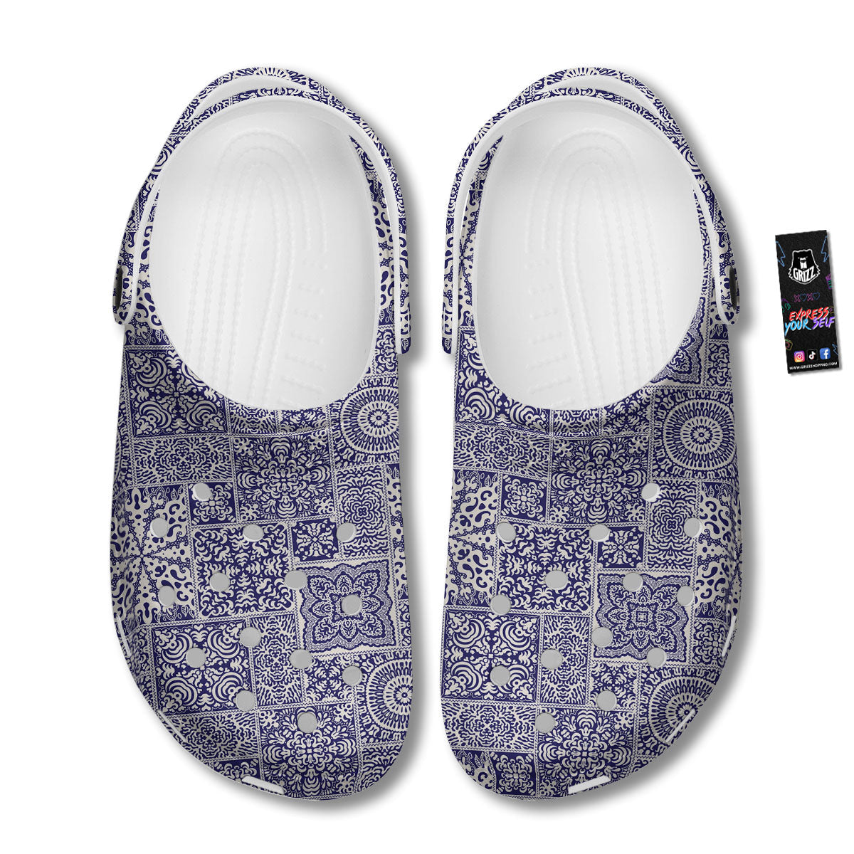 Mandala Patchwork Square Bohemian Print Pattern Clog-grizzshop