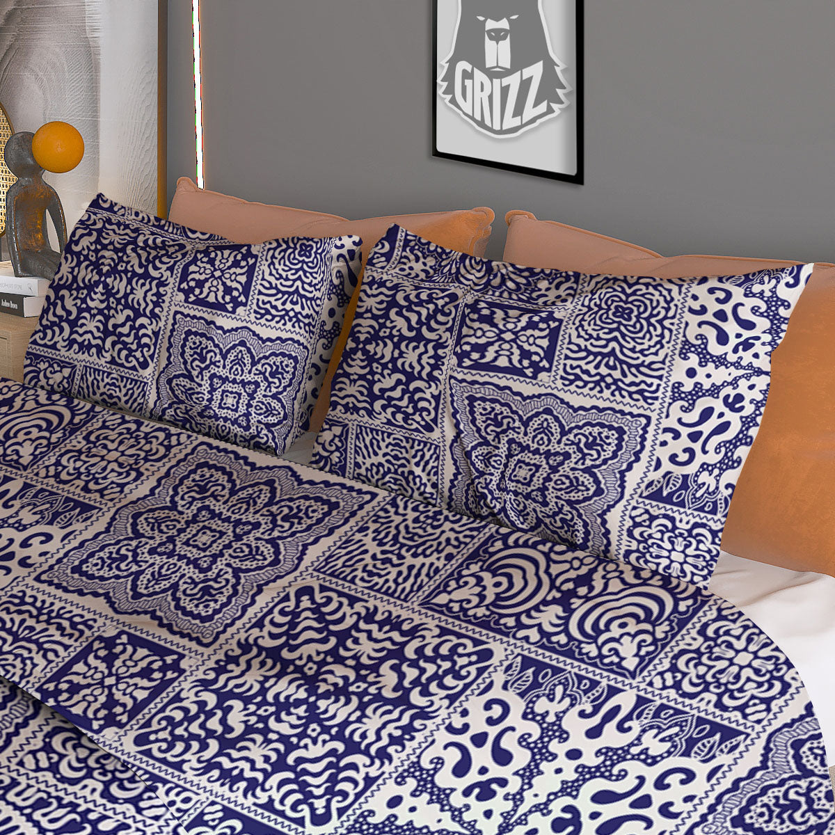 Mandala Patchwork Square Bohemian Print Pattern Duvet Cover Bedding Set-grizzshop