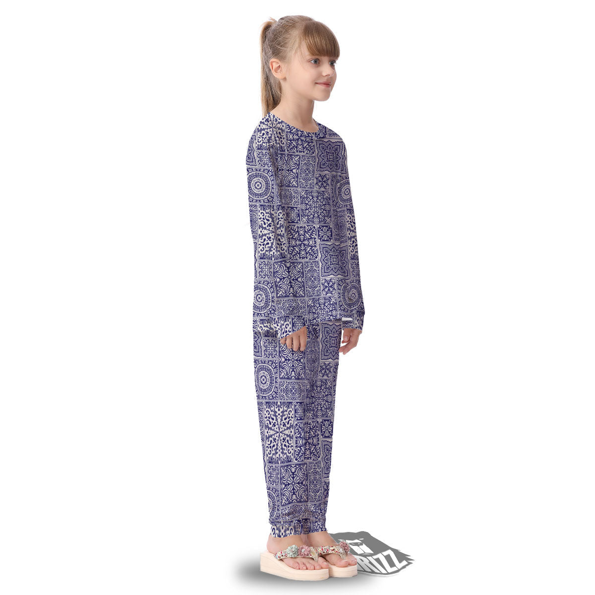 Mandala Patchwork Square Bohemian Print Pattern Kid's Pajamas-grizzshop