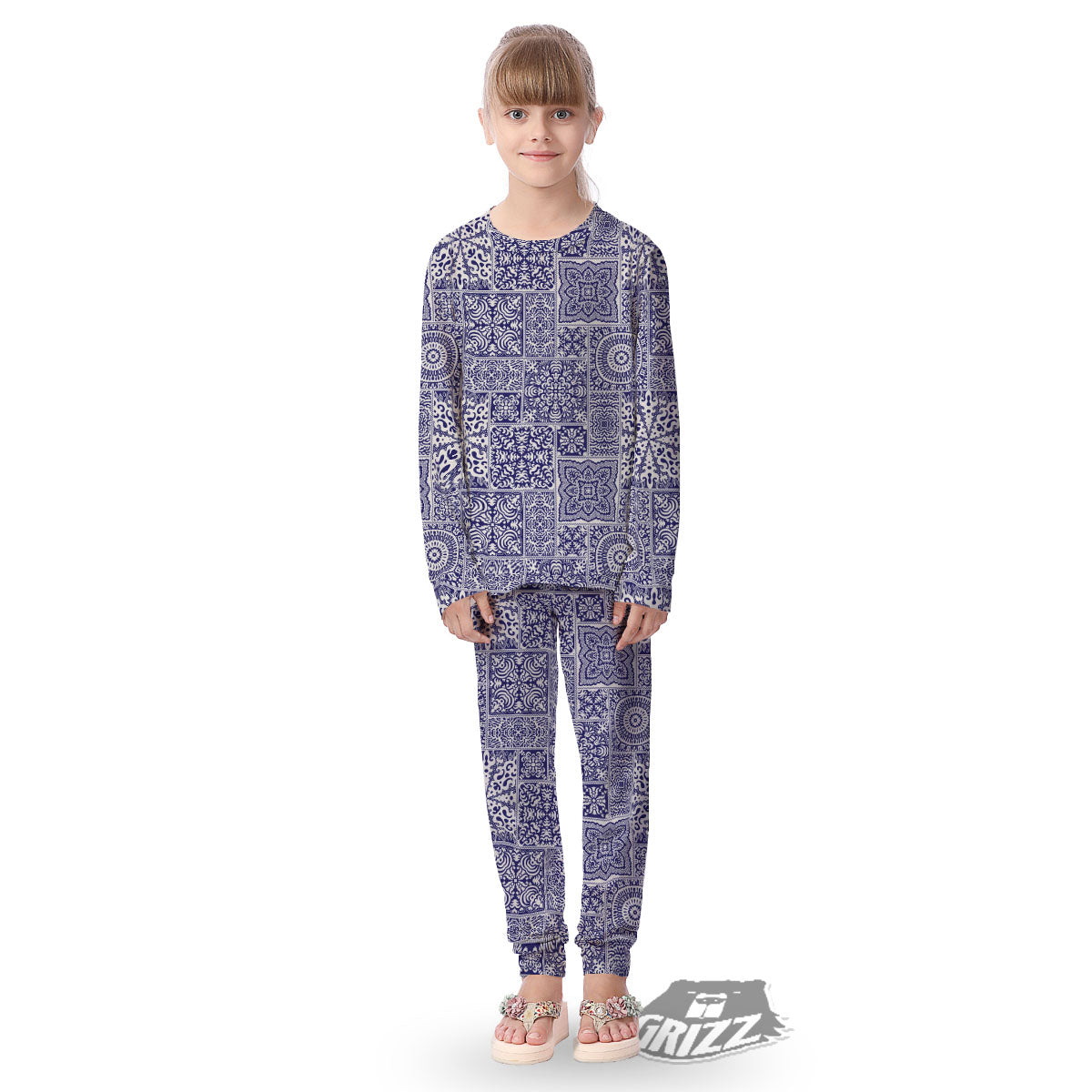 Mandala Patchwork Square Bohemian Print Pattern Kid's Pajamas-grizzshop