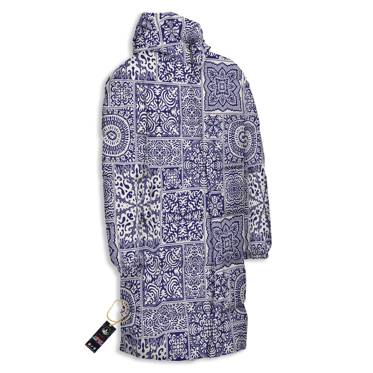 Mandala Patchwork Square Bohemian Print Pattern Long Down Jacket-grizzshop
