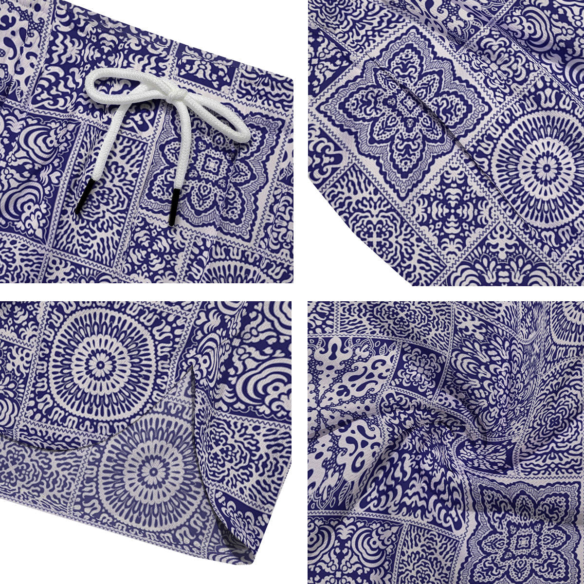 Mandala Patchwork Square Bohemian Print Pattern Men's Running Shorts-grizzshop