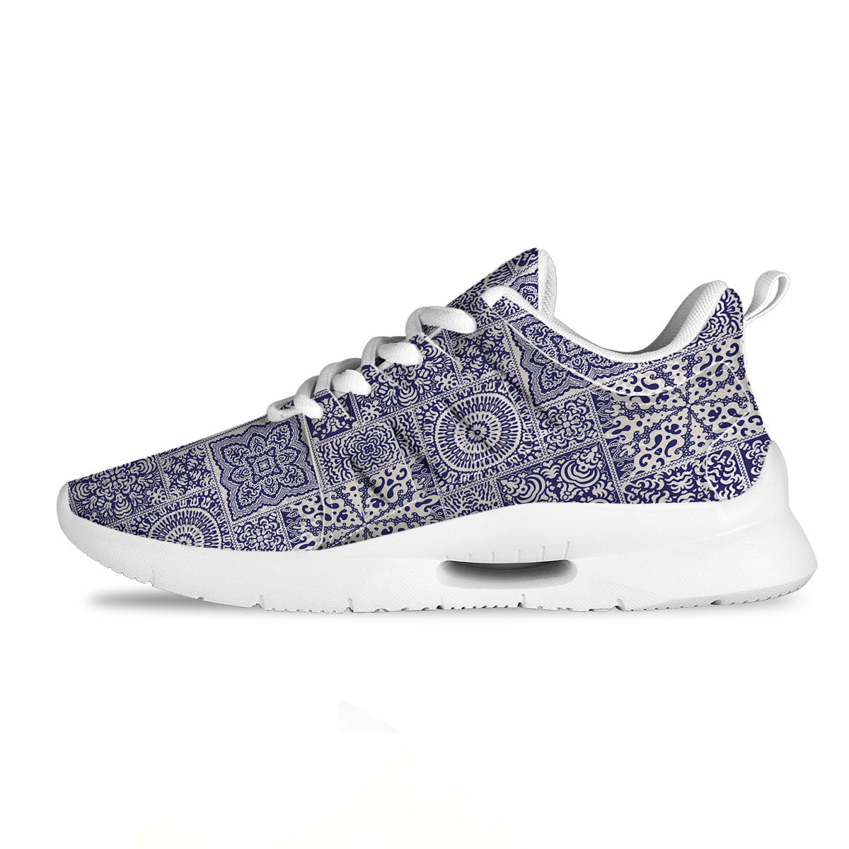 Mandala Patchwork Square Bohemian Print Pattern Tennis Shoes-grizzshop