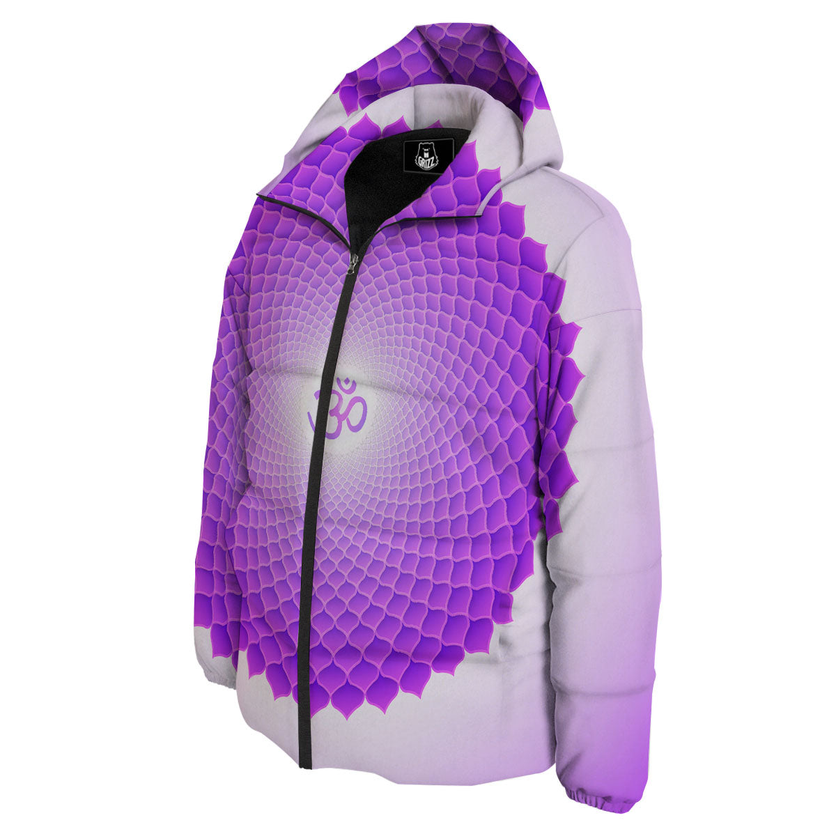 Mandala Sahasrara Chakra Print Down Jacket-grizzshop