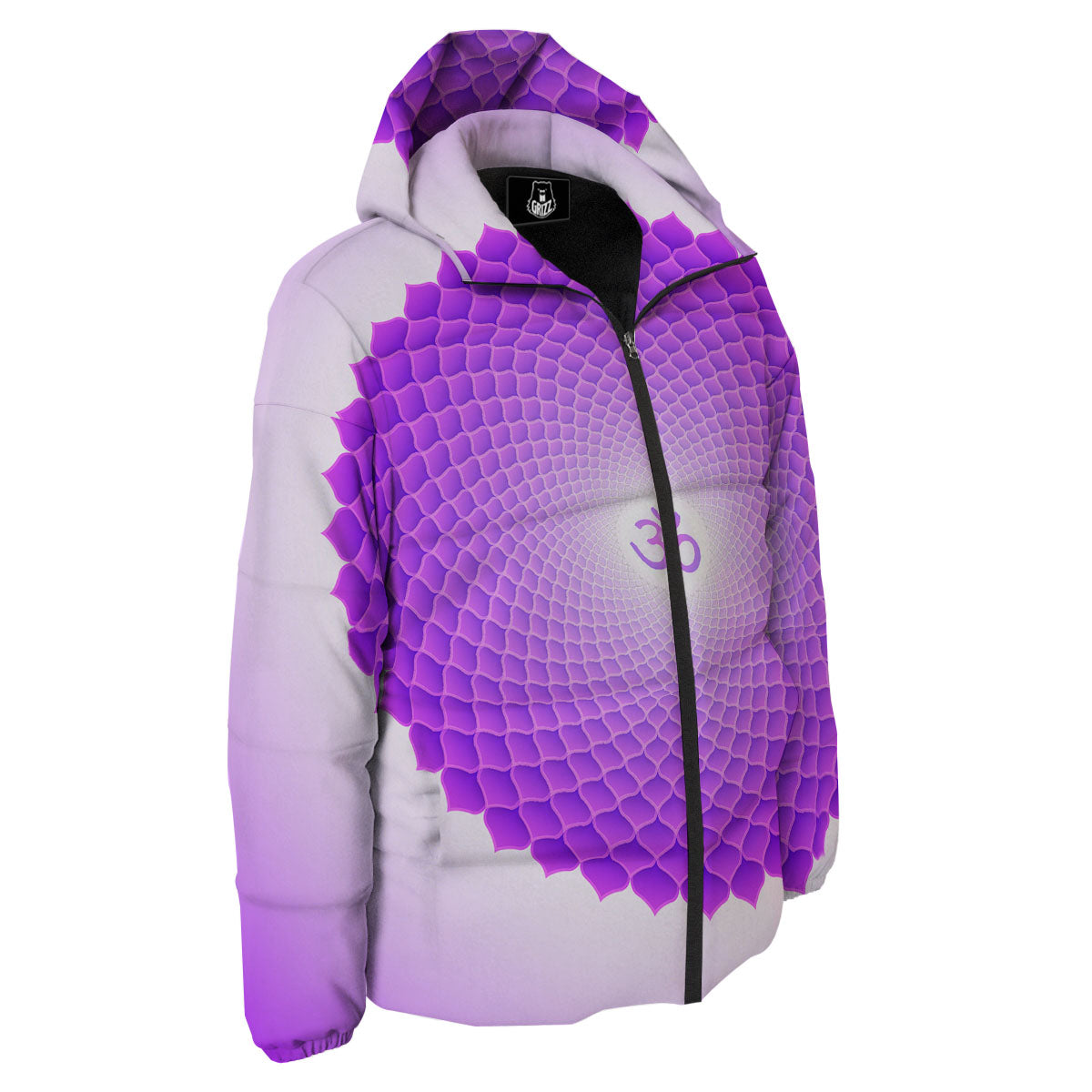 Mandala Sahasrara Chakra Print Down Jacket-grizzshop