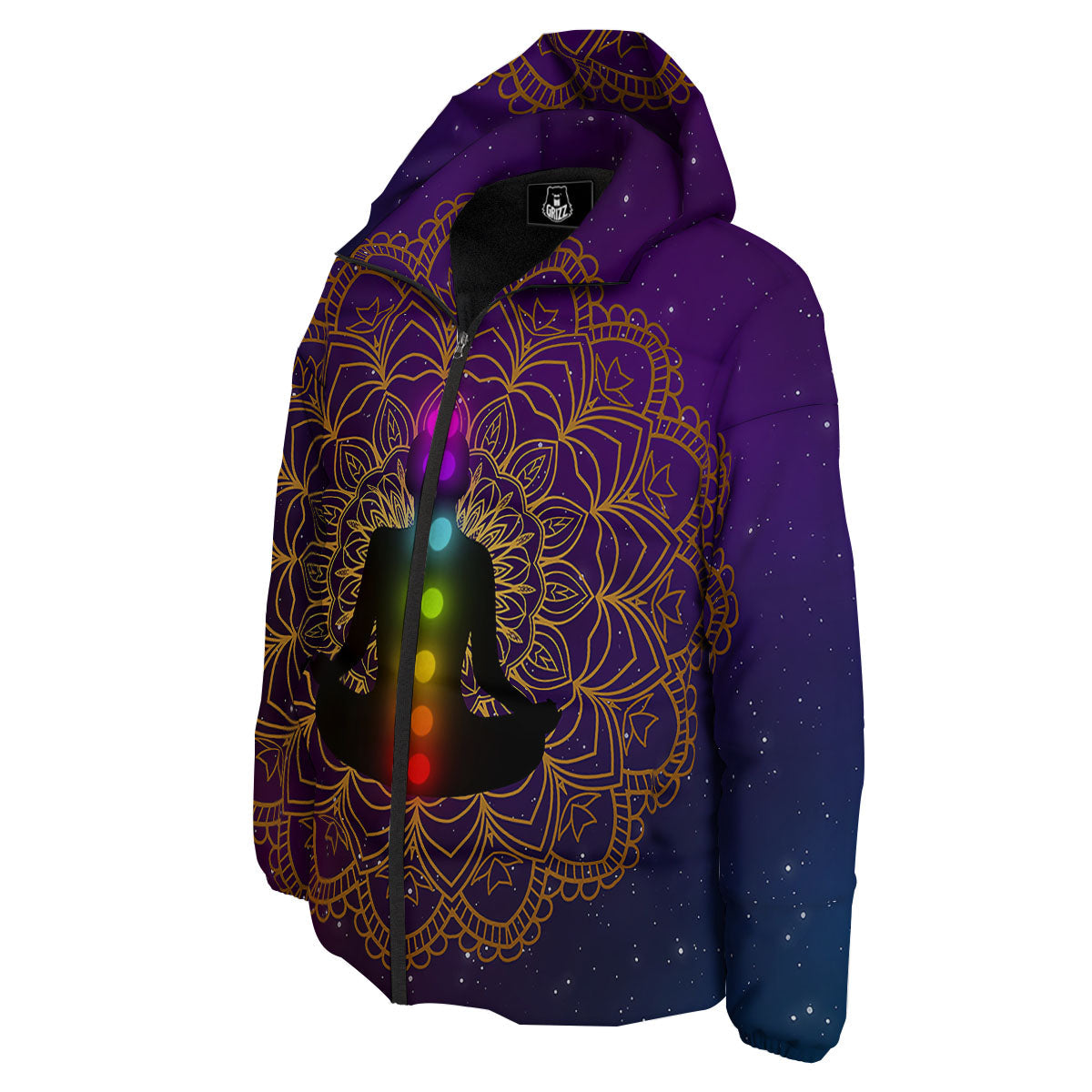 Mandala Seven Chakras Print Down Jacket-grizzshop