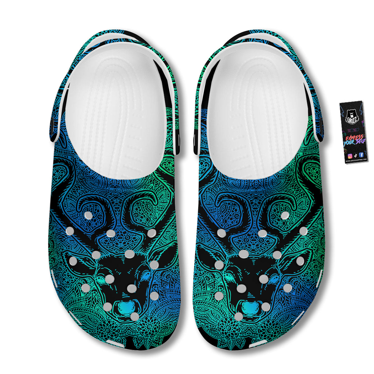 Mandala Spiritual Deer Print Clog-grizzshop