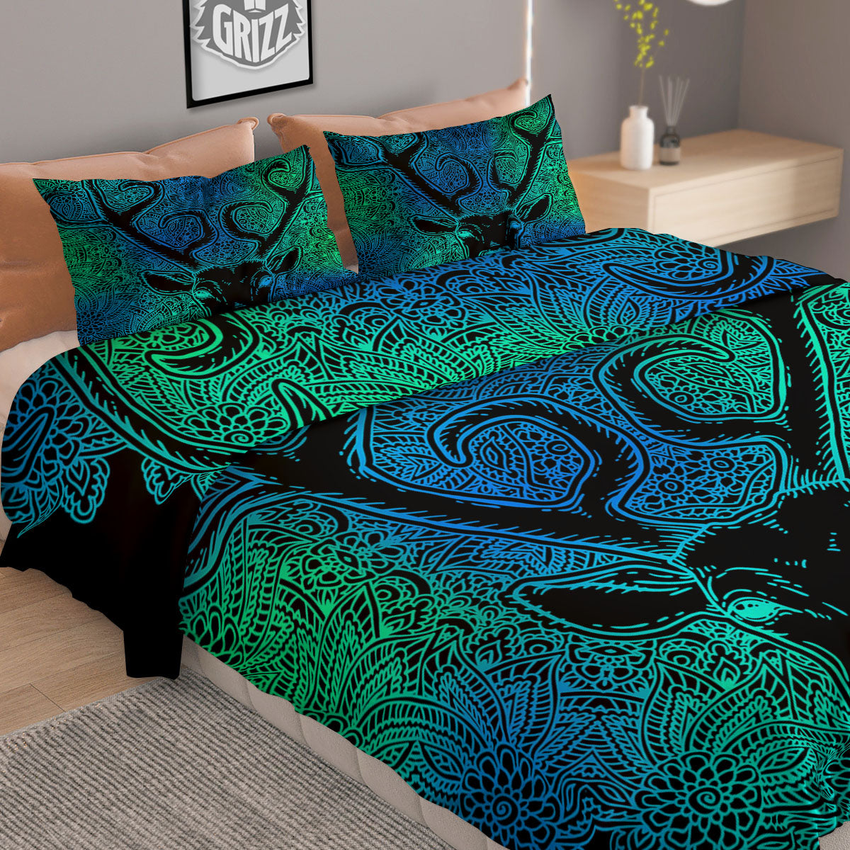 Maya Calendar White And Black Print Duvet Cover Bedding Set
