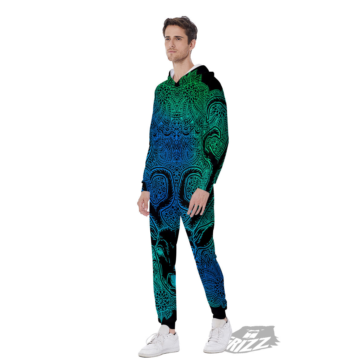 Mandala Spiritual Deer Print Men's Jumpsuit-grizzshop