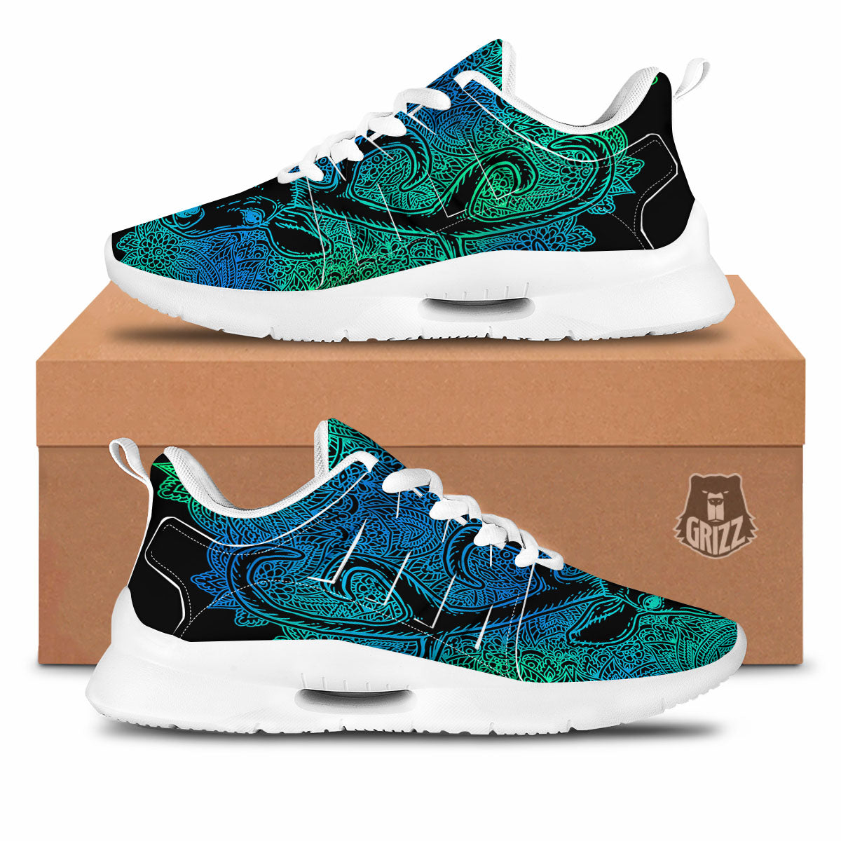 Mandala Spiritual Deer Print Tennis Shoes-grizzshop
