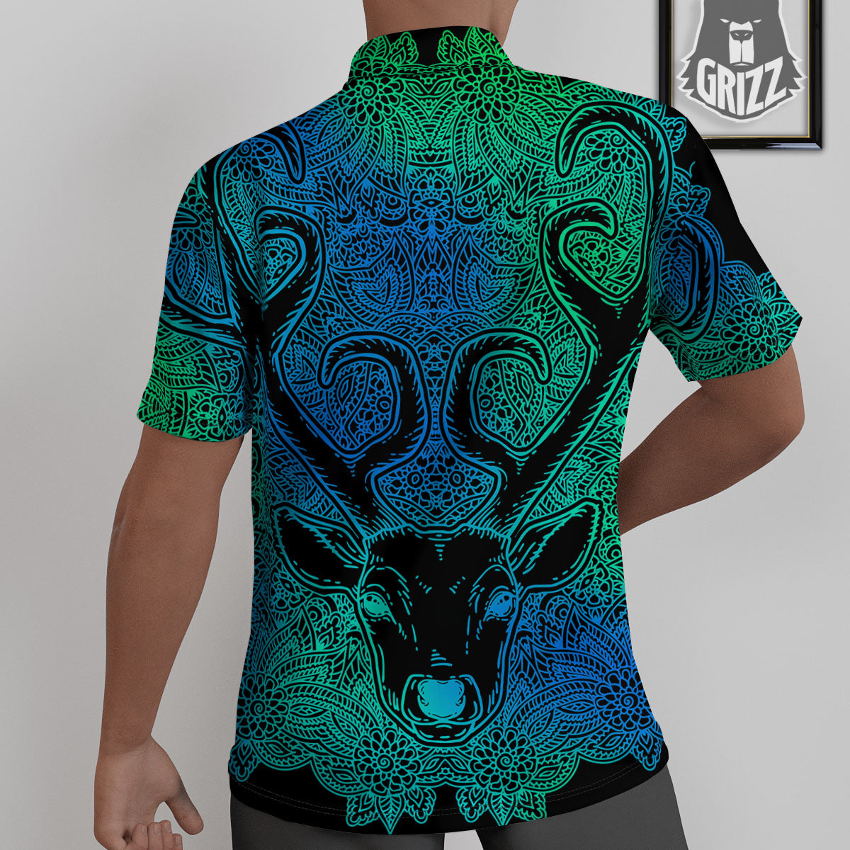 Mandala Spiritual Deer Print Untucked Shirts-grizzshop