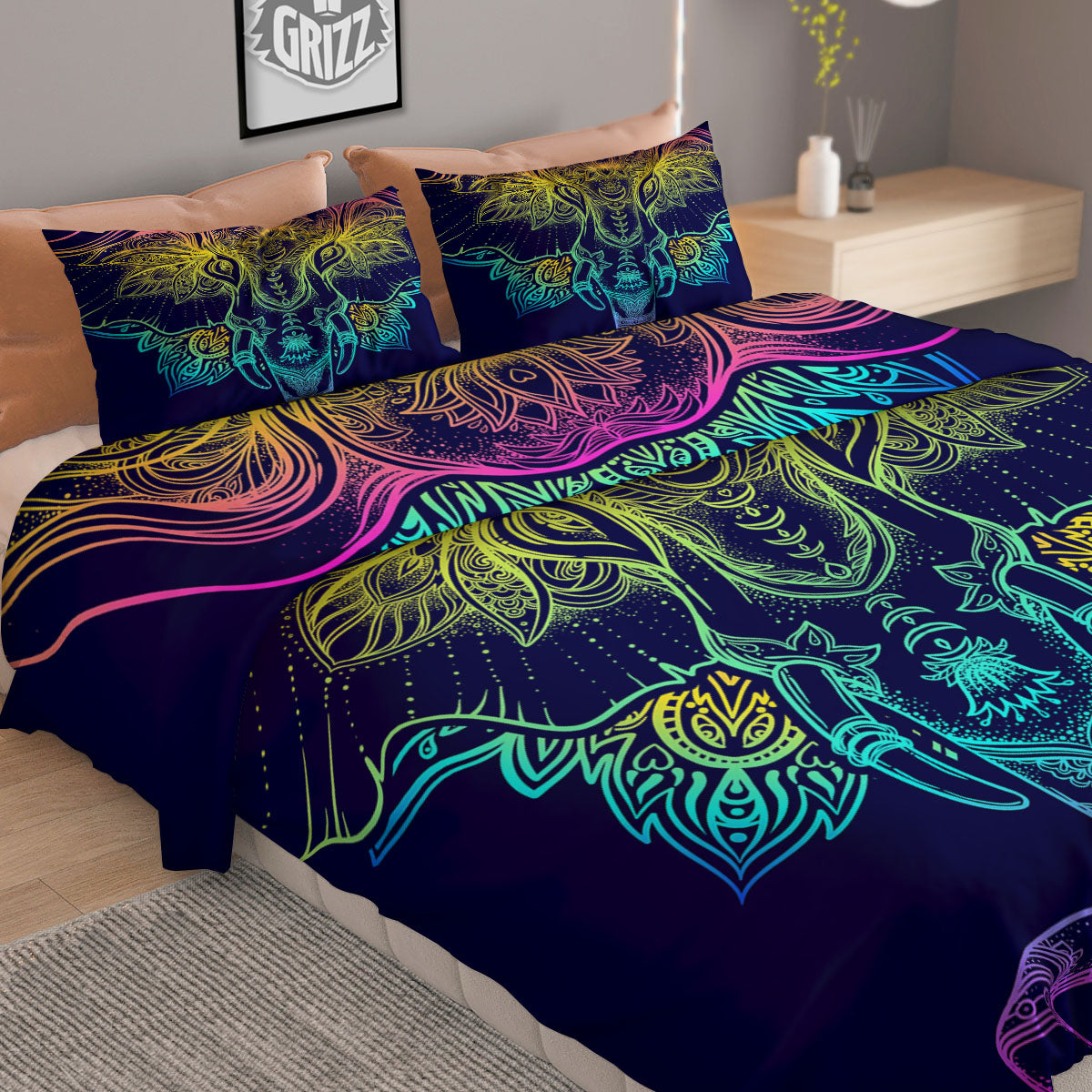 Meadow Sunrise Print Duvet Cover Bedding Set