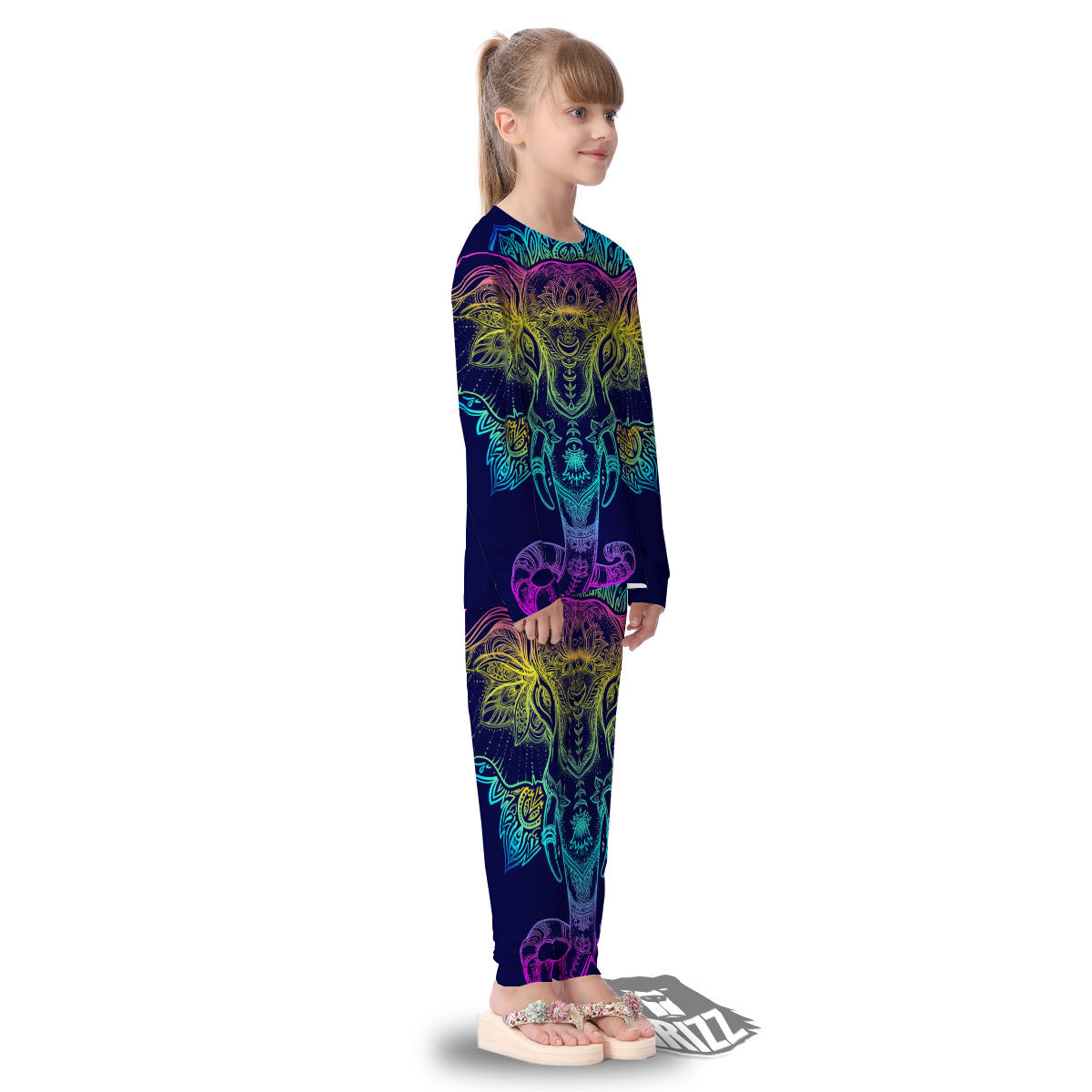 Mandala Spiritual Elephant Print Kid's Pajamas-grizzshop