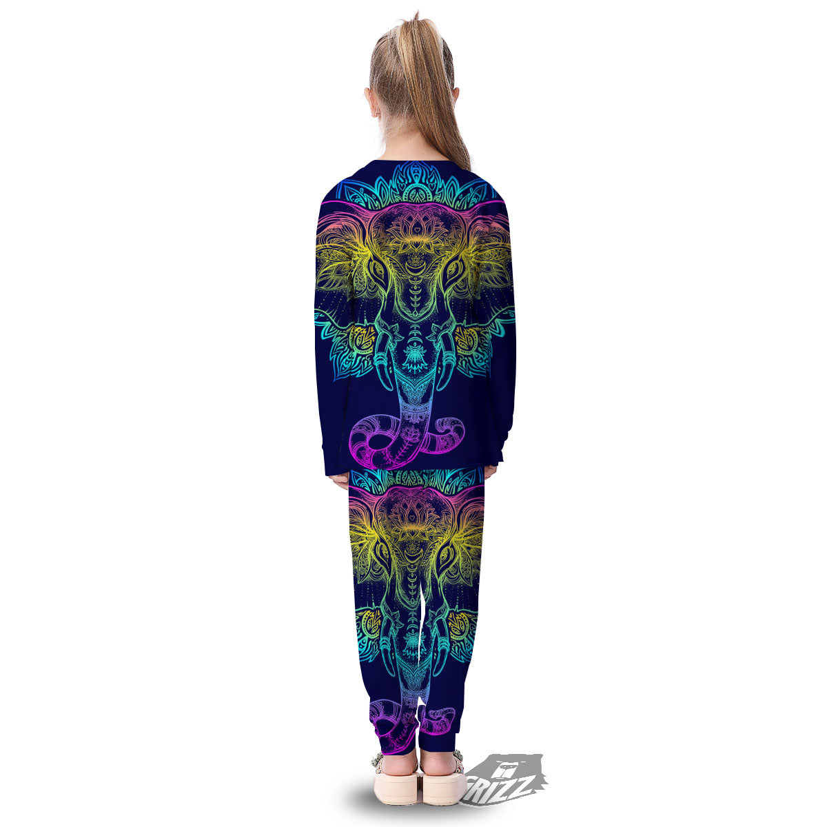 Mandala Spiritual Elephant Print Kid's Pajamas-grizzshop