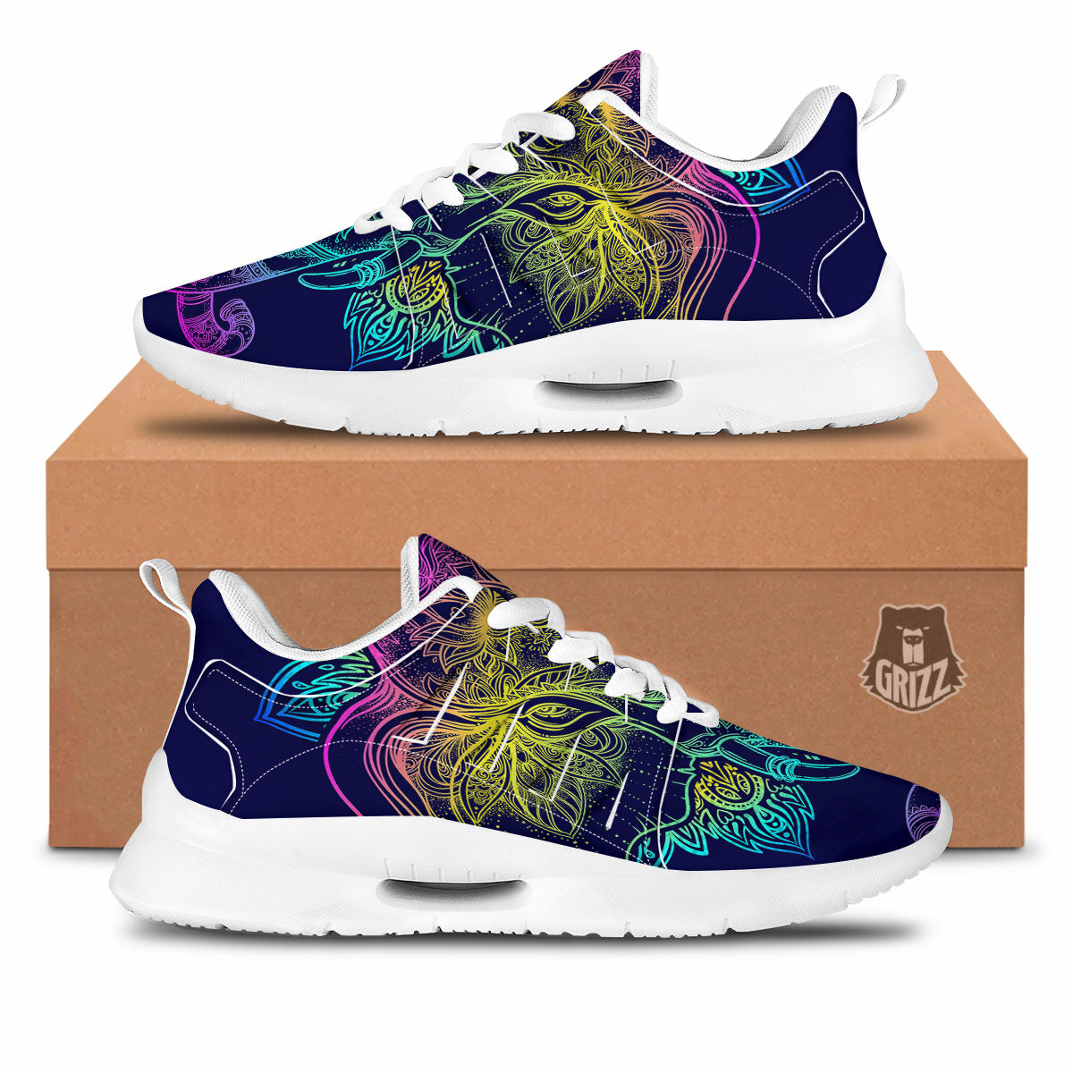 Mandala Spiritual Elephant Print Tennis Shoes-grizzshop