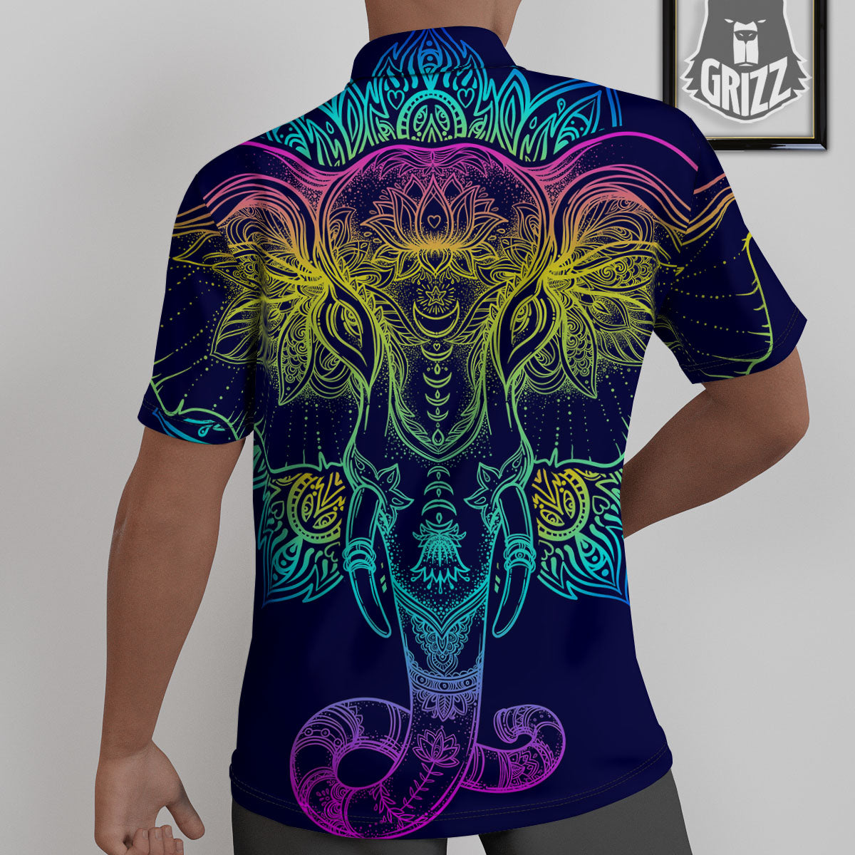 Mandala Spiritual Elephant Print Untucked Shirts-grizzshop