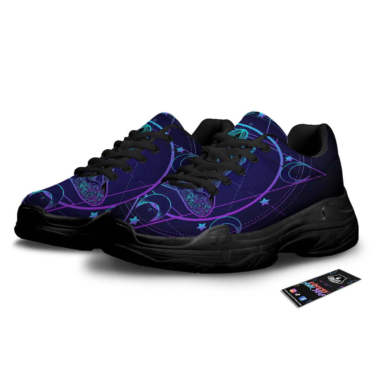 Mandala Spiritual Girl Print Black Chunky Shoes-grizzshop