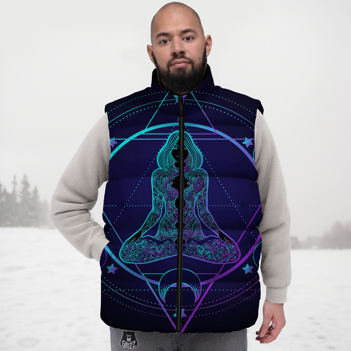 Mandala Spiritual Girl Print Down Vest