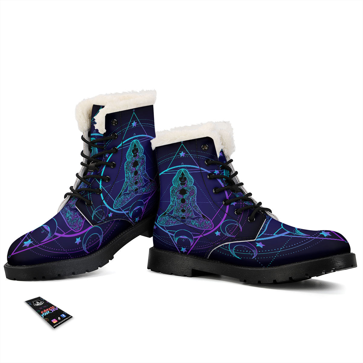 Mandala Spiritual Girl Print Winter Boots-grizzshop