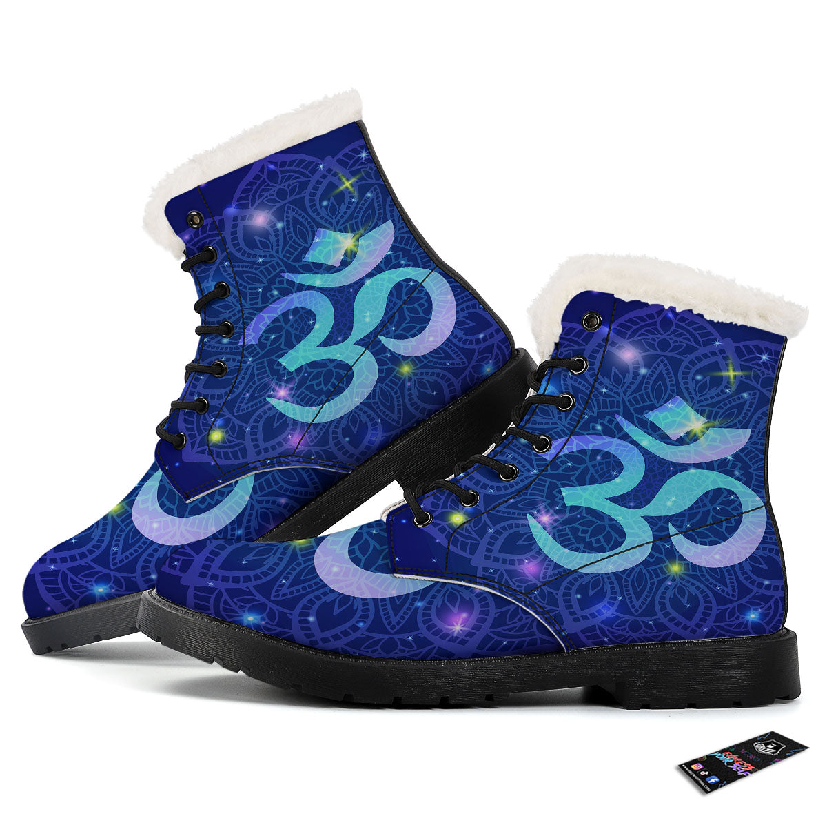 Mandala Spiritual Om Print Winter Boots-grizzshop