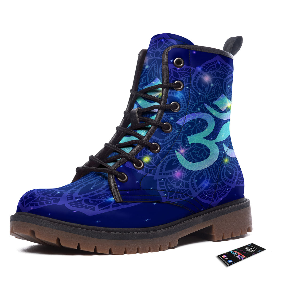 Mandala Spiritual Om Print Work Boots-grizzshop