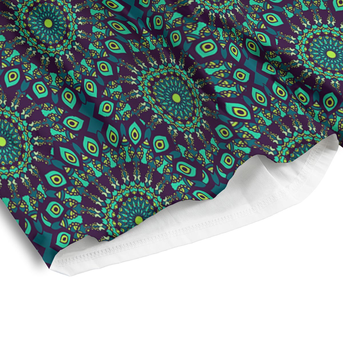 Mandala Teal Bohemian Print Pattern Men's Athletic Shorts