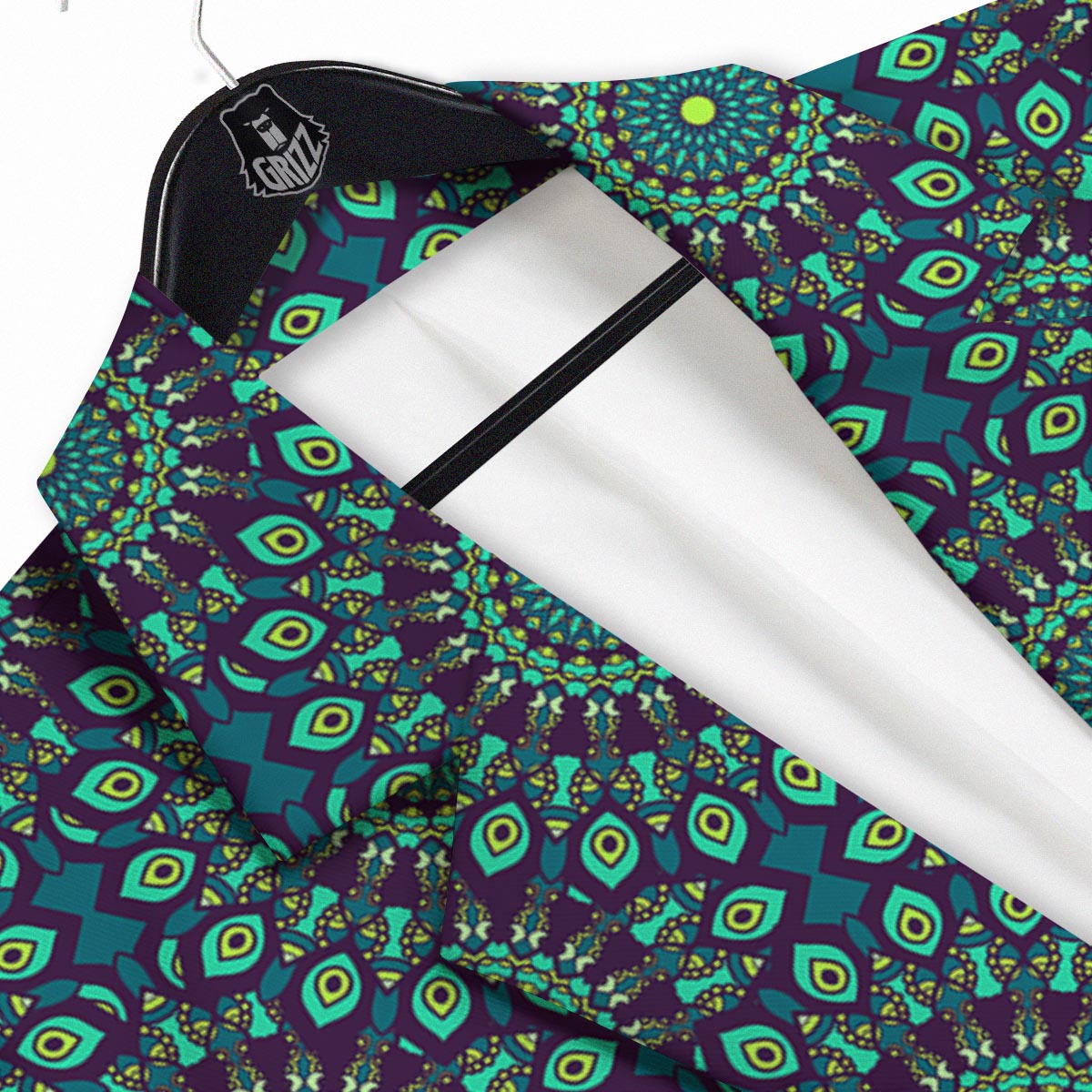 Mandala Teal Bohemian Print Pattern Men's Sport Coat-grizzshop