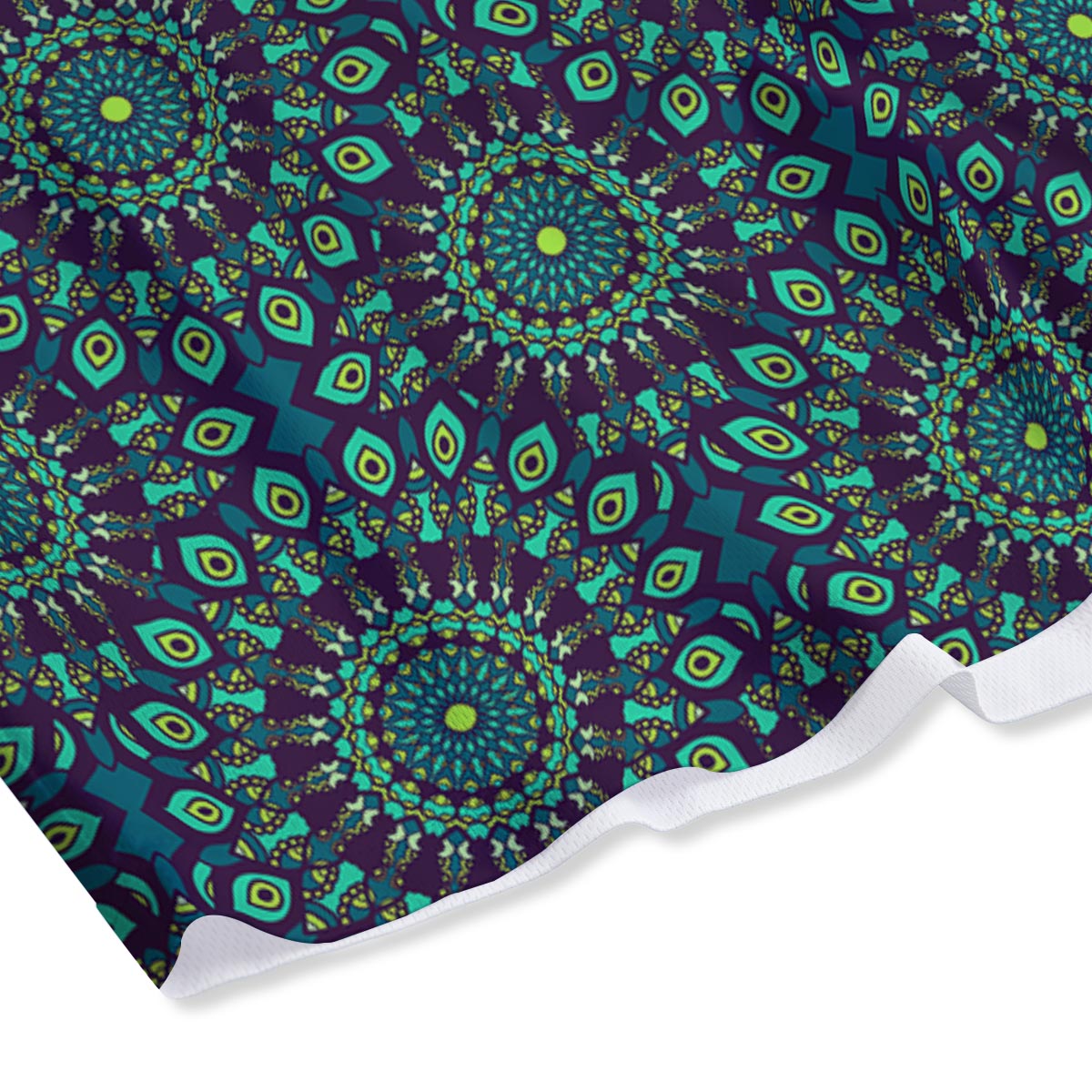 Mandala Teal Bohemian Print Pattern Mesh Shorts