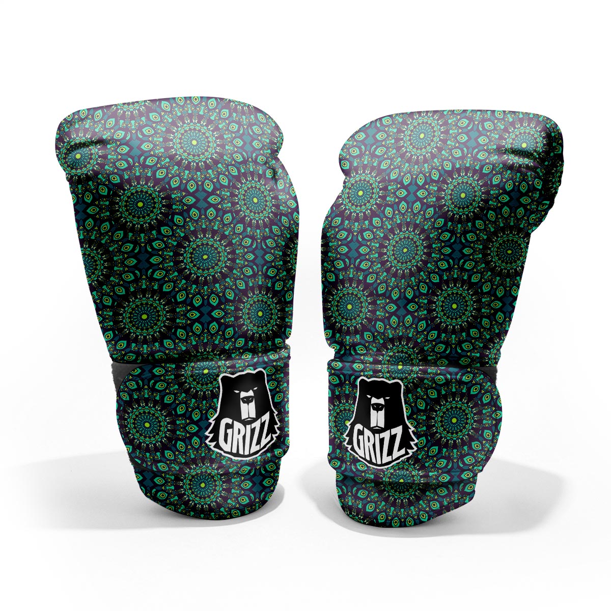 Mandala Teal Bohemian Print Pattern Pro Boxing Glove